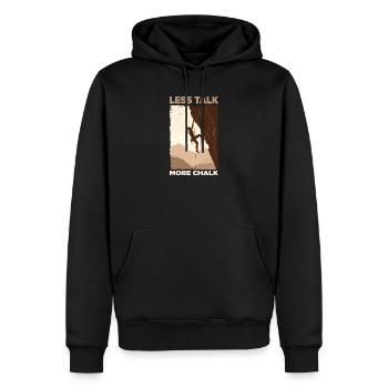 Bergsteiger-Silhouette, motivierendes Design - Männer Premium Bio Hoodie - Schwarz - Vorne - Nico (187cm)