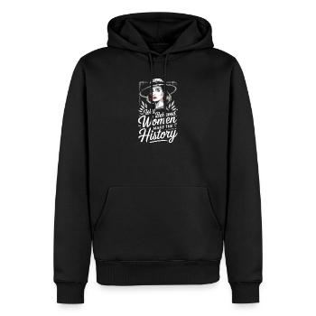 Les femmes bien élevées écrivent l'histoire - Sweat à capuche Premium bio Homme - noir - Devant - Nico (187cm)