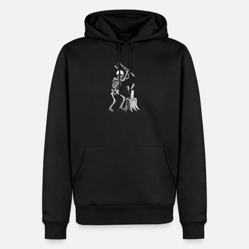 Silhouette du bûcheron squelette - Sweat à capuche Premium bio Homme - noir