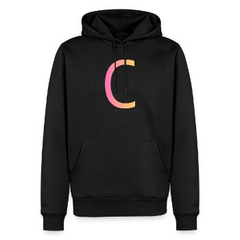 C - Männer Premium Bio Hoodie - Schwarz - Vorne - Nico (187cm)