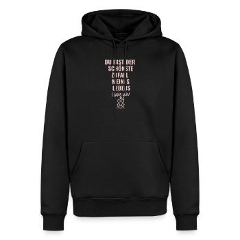 Du bist der schönste Zufall meines Lebens - Männer Premium Bio Hoodie - Schwarz - Vorne - Nico (187cm)