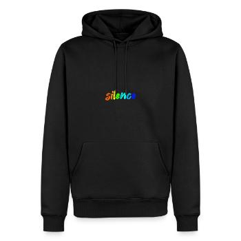 Silence - Männer Premium Bio Hoodie - Schwarz - Vorne - Nico (187cm)