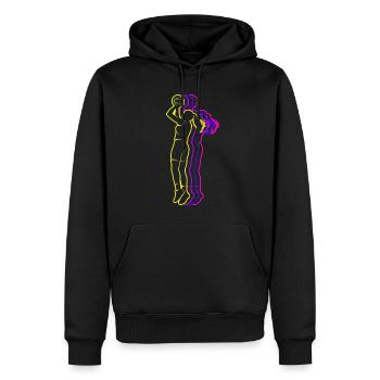 Basketteuses - Sweat à capuche Premium bio Homme - noir - Devant - Nico (187cm)