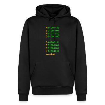 Green Nerd Geek alors quoi - Sweat à capuche Premium bio Homme - noir - Devant - Nico (187cm)
