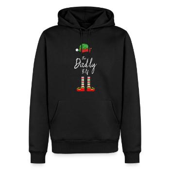 The daddy Elf - Der Vater Weihnachts-Elf - Männer Premium Bio Hoodie - Schwarz - Vorne - Nico (187cm)
