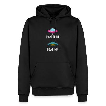 l'ovni tender l'ovni true - Sweat à capuche Premium bio Homme - noir - Devant - Nico (187cm)