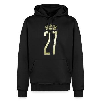 27 Nummer Krone - Männer Premium Bio Hoodie - Schwarz - Vorne - Nico (187cm)