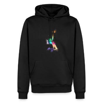 volley-ball,volleyballer,beachball,graffiti,coloré - Sweat à capuche Premium bio Homme - noir - Devant - Nico (187cm)