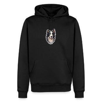 Border Collie Kopf Illustration Farbe - Hund - Männer Premium Bio Hoodie - Schwarz - Vorne - Nico (187cm)