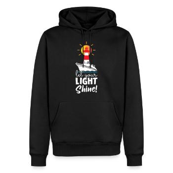 Laissez briller votre lumière Phare - Sweat à capuche Premium bio Homme - noir - Devant - Nico (187cm)
