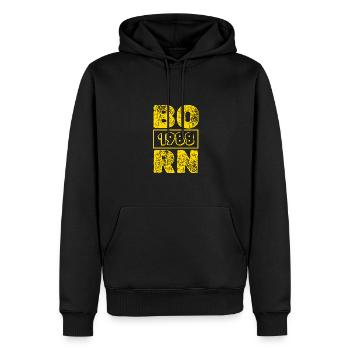 1988 - Sweat à capuche Premium bio Homme - noir - Devant - Nico (187cm)