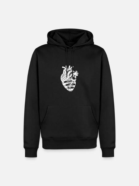 Patriotic USA National Flag Heart - Men’s Premium Organic Hoodie - black