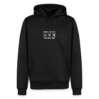 Ich denke, ich tue 24-7 365 Tage im Jahr - Bier - - Männer Premium Bio Hoodie - Schwarz - Vorne - Nico (187cm)