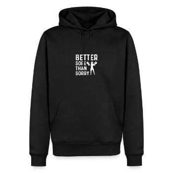 Mieux vaut faire mal que triste - - Sweat à capuche Premium bio Homme - noir - Devant - Nico (187cm)