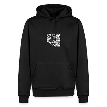 Jeden Tag, jede Stunde - Verwandle den Schmerz in - Männer Premium Bio Hoodie - Schwarz - Vorne - Nico (187cm)