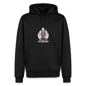 Coole Yoga Oma - Meditation im besten Alter - Männer Premium Bio Hoodie - Schwarz - Vorne - Nico (187cm)