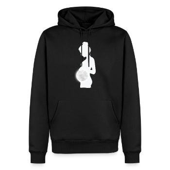 enceinte avec une tres belle lune - Sweat à capuche Premium bio Homme - noir - Devant - Nico (187cm)
