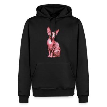 Chat Sphynx pour les amoureux des chats - Sweat à capuche Premium bio Homme - noir - Devant - Nico (187cm)