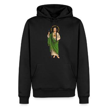 San Judas Tadeo, santo de las causas difíciles. - Sweat à capuche Premium bio Homme - noir - Devant - Nico (187cm)