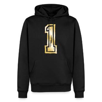 1 nombre d’or - Sweat à capuche Premium bio Homme - noir - Devant - Nico (187cm)