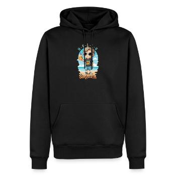 Hallo Sommer - Männer Premium Bio Hoodie - Schwarz - Vorne - Nico (187cm)