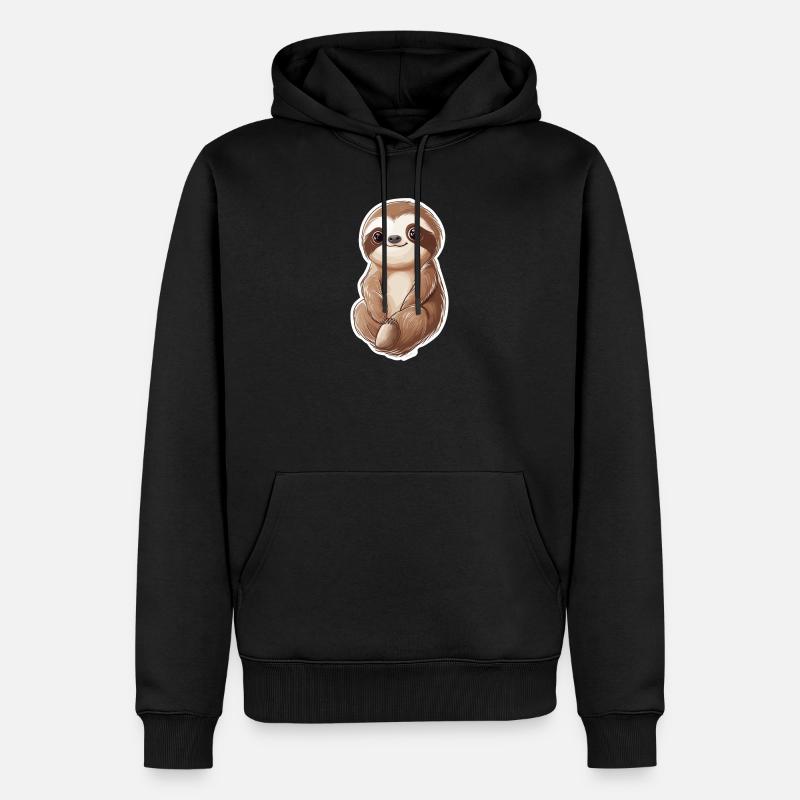 Faultier - Männer Premium Bio Hoodie - Schwarz