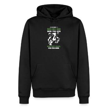La vache végétarienne mange de l’herbe Je mange de la vache - Sweat à capuche Premium bio Homme - noir - Devant - Nico (187cm)