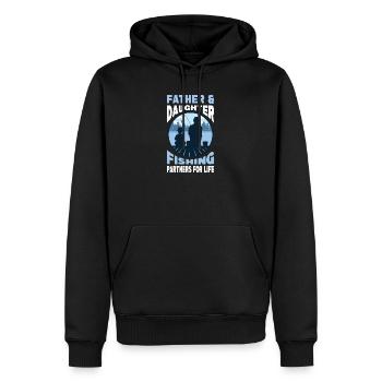 Pêche Père et Fille - Organisation Partenaire pour la Vie - Sweat à capuche Premium bio Homme - noir - Devant - Nico (187cm)