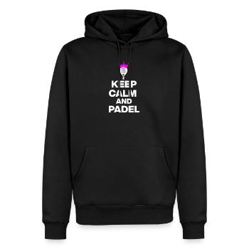 RESTEZ CALMES ET PADELEZ ! ÉCLATEZ LE PADEL FANS ET LE SPORT - Sweat à capuche Premium bio Homme - noir - Devant - Nico (187cm)