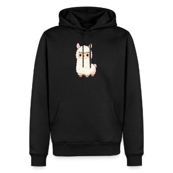 Alpaka Kawaii Geschenk Geburtstag  - Männer Premium Bio Hoodie - Schwarz - Vorne - Nico (187cm)