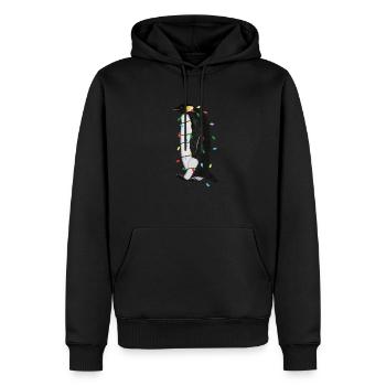 Penguin String Lights Christmas Bird Cap - Men’s Premium Organic Hoodie - black - Front - Nico (187cm)