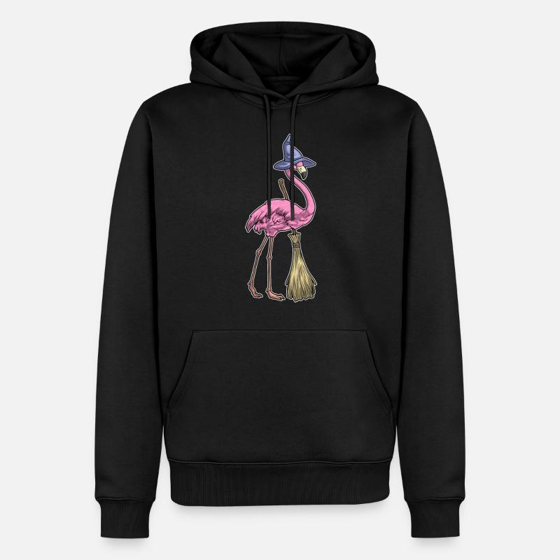 Flamingo Sorcière d’Halloween - Sweat à capuche Premium bio Homme - noir