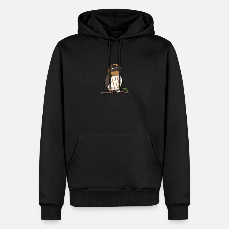Schläfrige Eule - Männer Premium Bio Hoodie - Schwarz