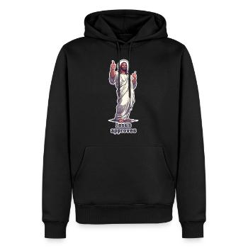 Jésus approuve - Sweat à capuche Premium bio Homme - noir - Devant - Nico (187cm)