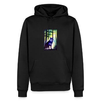Werwolf | Wolf | Fabelwesen | Monster | Mystisch - Männer Premium Bio Hoodie - Schwarz - Vorne - Nico (187cm)