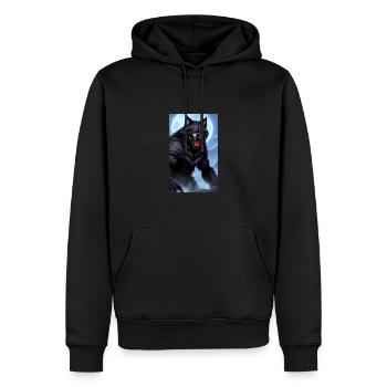 Werwolf | Wolf | Fabelwesen | Monster | Mystisch - Männer Premium Bio Hoodie - Schwarz - Vorne - Nico (187cm)