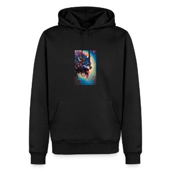 Werwolf | Wolf | Fabelwesen | Monster | Mystisch - Männer Premium Bio Hoodie - Schwarz - Vorne - Nico (187cm)