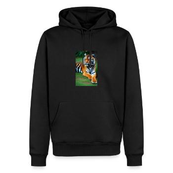 Tiger | Animal | Predator | Roar | King | Asia - Men’s Premium Organic Hoodie - black - Front - Nico (187cm)