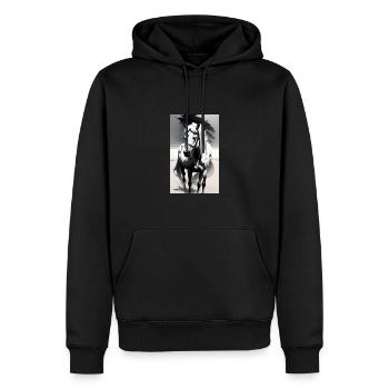 Pferd | reiten | Tier | Reittier | Bunt - Männer Premium Bio Hoodie - Schwarz - Vorne - Nico (187cm)