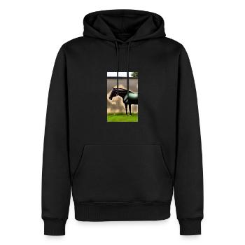Pferd | reiten | Tier | Reittier | Bunt - Männer Premium Bio Hoodie - Schwarz - Vorne - Nico (187cm)