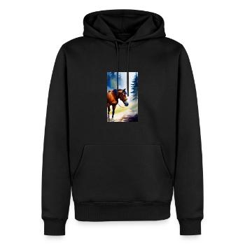 Pferd | reiten | Tier | Reittier | Bunt - Männer Premium Bio Hoodie - Schwarz - Vorne - Nico (187cm)