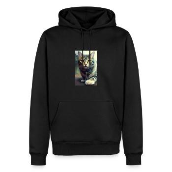 Katze | Haustier | Katzenfan | niedlich | Kätzchen - Männer Premium Bio Hoodie - Schwarz - Vorne - Nico (187cm)
