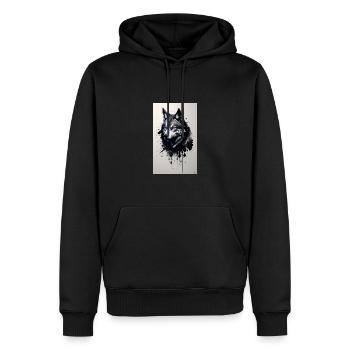 Loup | Prédateur | Chien | Mystique - Sweat à capuche Premium bio Homme - noir - Devant - Nico (187cm)