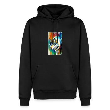 Loup | Prédateur | Chien | Mystique - Sweat à capuche Premium bio Homme - noir - Devant - Nico (187cm)