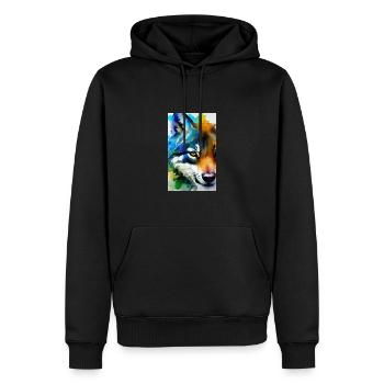 Loup | Prédateur | Chien | Mystique - Sweat à capuche Premium bio Homme - noir - Devant - Nico (187cm)