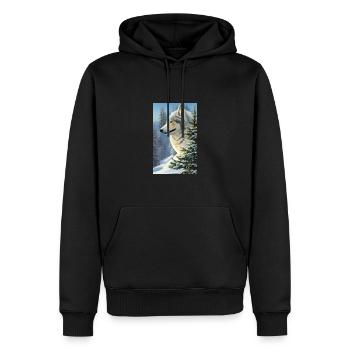 Wolf | Raubtier | Hund | Mystisch - Männer Premium Bio Hoodie - Schwarz - Vorne - Nico (187cm)