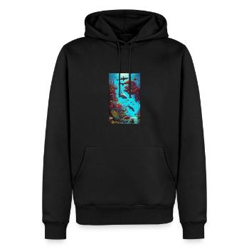 Geschenk, Geschenkidee, Hai, Raubfisch, Weißer Hai - Männer Premium Bio Hoodie - Schwarz - Vorne - Nico (187cm)