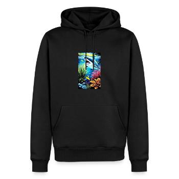 Shark | Great White Shark | Sea creature | Fish - Men’s Premium Organic Hoodie - black - Front - Nico (187cm)