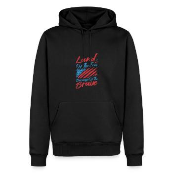 Land Of The Free Because Of The Brave - Männer Premium Bio Hoodie - Schwarz - Vorne - Nico (187cm)
