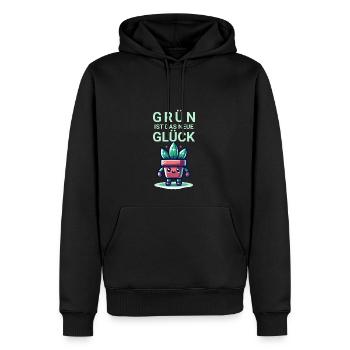 Grün ist das neue Glück - Männer Premium Bio Hoodie - Schwarz - Vorne - Nico (187cm)
